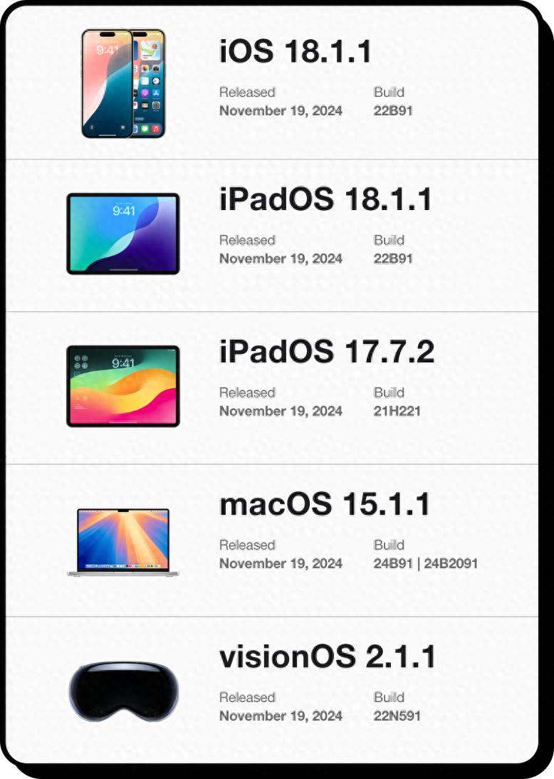 mac系统哪一版本最好用 苹果推送iOS18.1.1及iOS17.7.2系统更新，建议所有用户安装
